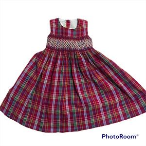 Strasburg vintage smocked plaid sleeveless dress size 2Y GUC